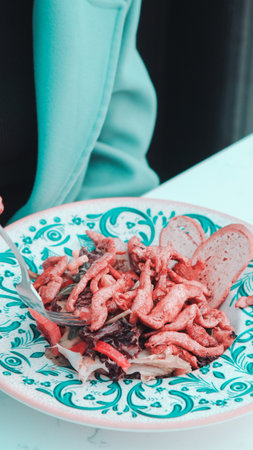 Tasty appetizing classic Italian pasta with a delicious sauce.の写真素材