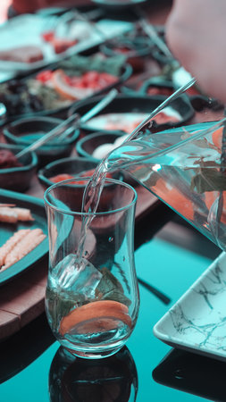 Close-up of a delicious homemade breakfast spreadの写真素材