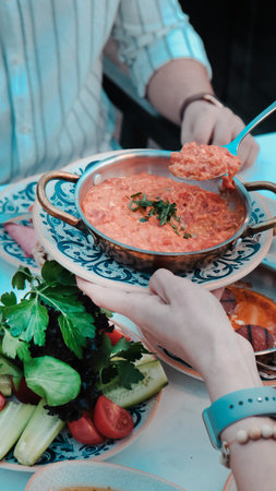 Close-up of a delicious homemade breakfast spread