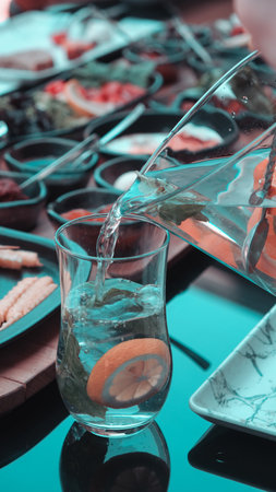 Beautifully styled morning breakfast tableの写真素材