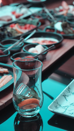 A vibrant breakfast spread with colorful ingredientsの写真素材