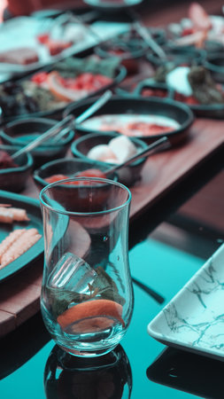 A bright and cheerful spread on a tableの写真素材