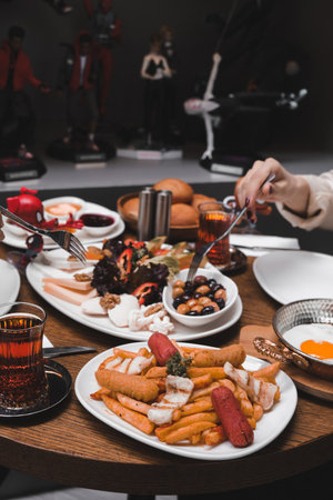 Fresh and vibrant ingredients for a delicious breakfastの写真素材