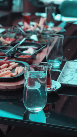 A vibrant breakfast spread with colorful ingredientsの写真素材