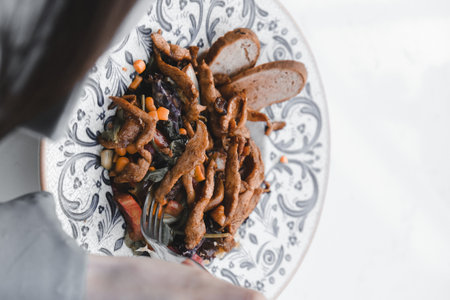 Tasty appetizing classic Italian pasta with a delicious sauce.の写真素材