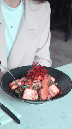 Fresh salad plate with mixed greens