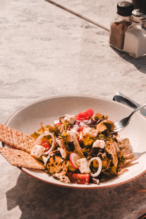 Fresh salad plate with mixed greens