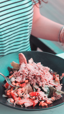 Fresh plate with mixed ingredientsの写真素材