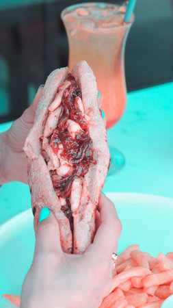 Delicious meat sandwichの写真素材