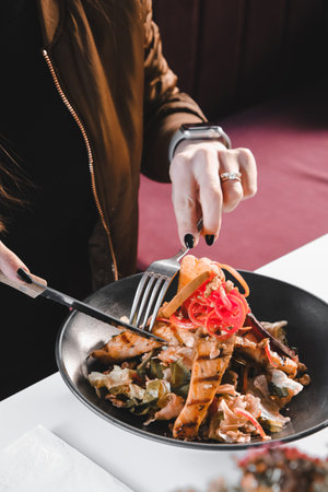 Fresh salad plate with mixed greensの写真素材