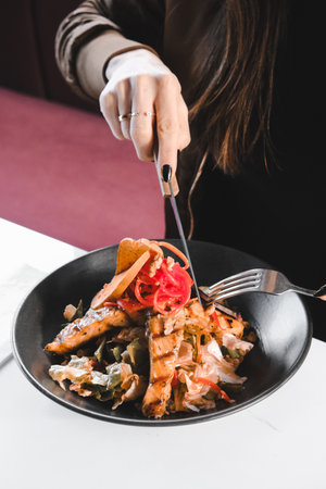 Fresh plate with mixed greensの写真素材