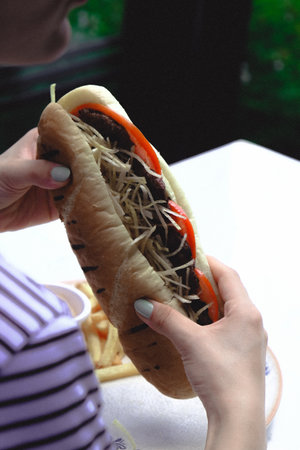 Delicious meat sandwichの写真素材