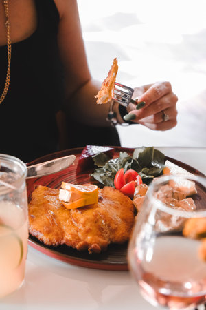 Delicious schnitzel served with french fries