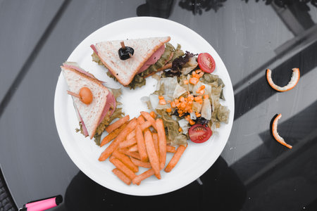 Delicious sandwich on the tableの写真素材