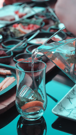 Close-up of a delicious homemade breakfast spreadの写真素材