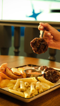 Meatballs with french fries