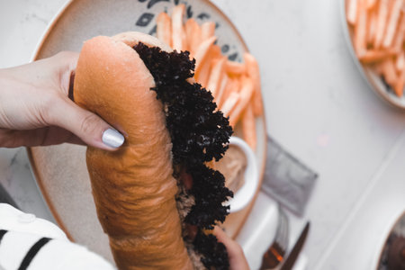 Delicious sandwich on the tableの写真素材