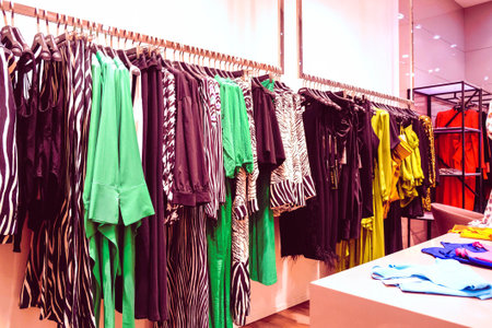 luxury and fashionable european different clothes shop  in mall