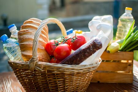 The concept of courier and volunteer food deliveryの写真素材