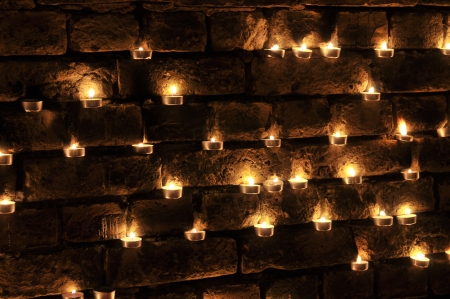Many burning candlesの写真素材