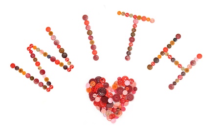Text WITH LOVE made from sewing buttonの写真素材