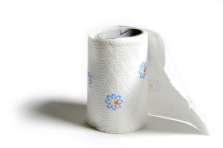 Perforated toilet paper in rollの写真素材