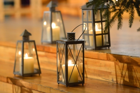 Lantern on door stillの写真素材