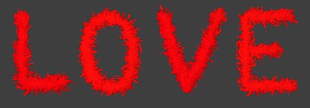 Word LOVE made of feather boa の写真素材