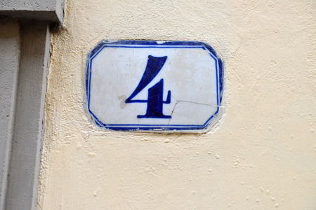 porcelain house number fourの写真素材