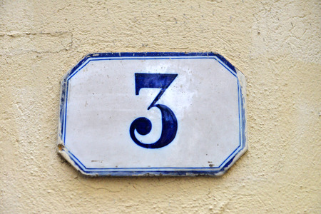 porcelain house number threeの写真素材