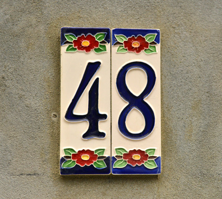 romantic porcelain house number forty-eightの写真素材