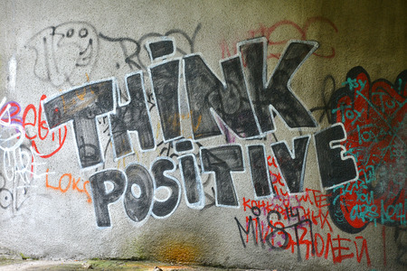 graffiti text Think Positiveの写真素材