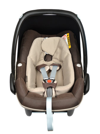 Brown baby car seat isolatedの写真素材