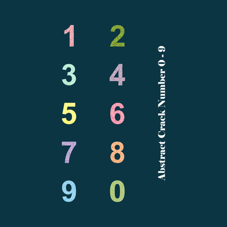 Modern Vector Crack Alphabet. Crack Font. Number Crack Letters. Modern crack pattern Lettering. Crack Alphabet 0 - 9のイラスト素材