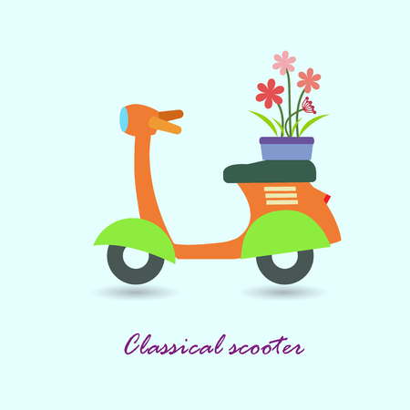 Scooter pattern design. Automatic motorcycle. Vector illustrationのイラスト素材