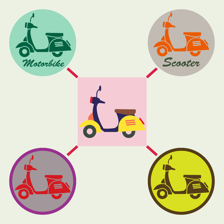 Scooter pattern design. Automatic motorcycle. Vector illustrationのイラスト素材