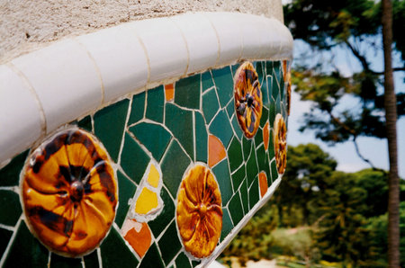 Mosaic Detail In Barcelona, Spainの写真素材