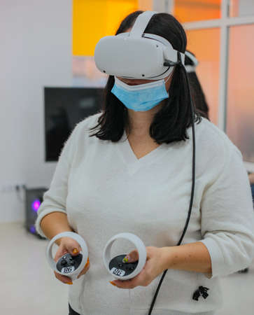 virtual reality management. 3D glasses managementの写真素材