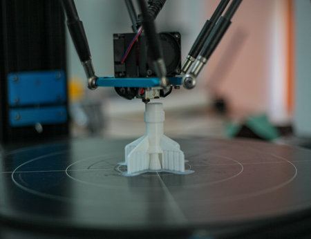 3D printer in operation. 3D printer prints a rocketの写真素材