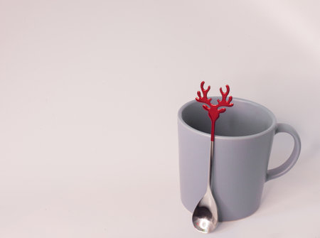 deer antlers in a mug. christmas decorの写真素材