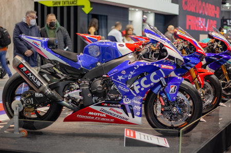 EICMA 2021, Honda Sports motorcycle 2021, new model in Honda motorcycle booth at Fiera Milano Motor Showのeditorial素材