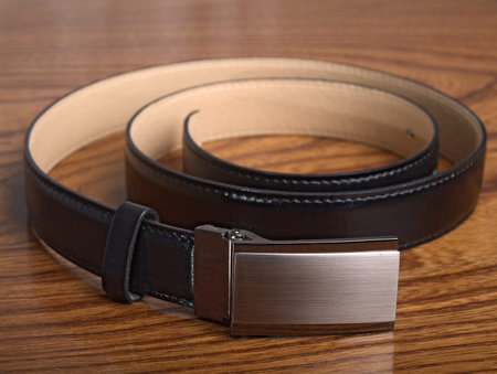 The black, leather belt
