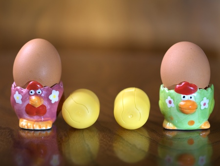 The easter eggs with childrenの写真素材