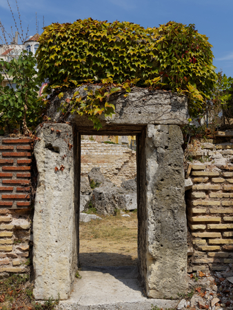 Roman thermae in Varna city on the Bulgarian Black Sea Coast. Stone gate.の写真素材