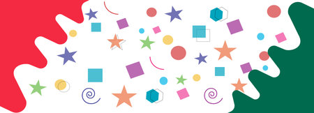 Colorful Web banner with gradient color.Template Design with liquid shape. Trendy abstract art geometric background with flat, minimalist style Vector poster Colorful backgroundのイラスト素材