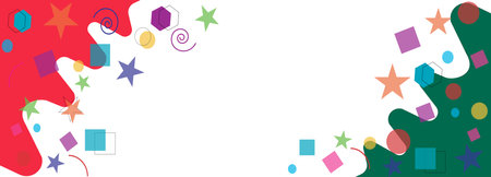 Colorful Web banner with gradient color.Template Design with liquid shape. Trendy abstract art geometric background with flat, minimalist style Vector poster Colorful geometric backgroundのイラスト素材