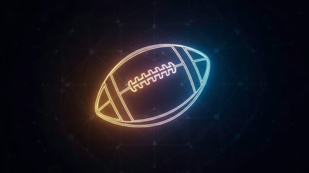 Illustration of an american football concept with icon on a dark backgroundの素材