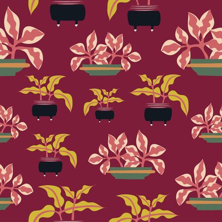 Decorative potted plants repeat pattern tile.のイラスト素材