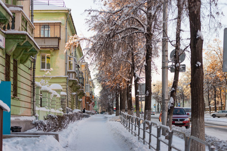 Magnitogorsk. Kuibyshev Street. Historic center. Winter city.のeditorial素材