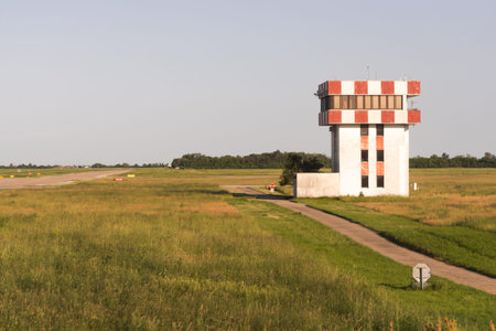 Bratislava Airport. The control tower at the airport of Bratislava. Old flight control building.
